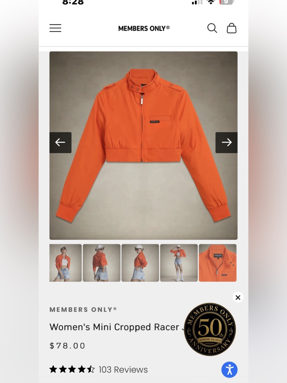 Women's Mini Cropped Racer Jacket - Picture 2 of 3